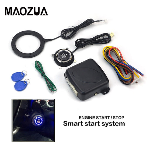 Auto Car Alarm One Start Stop Engine Starline Push Button RFID Lock Ignition Switch Keyless Entry Starter Antitheft System